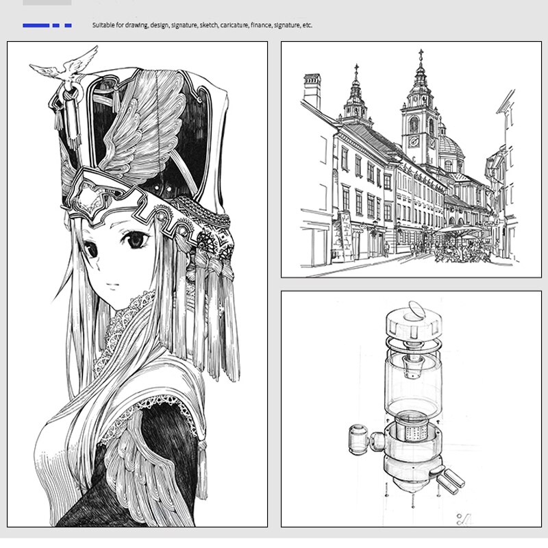 9Pcs/set Pigment Liner Micron Ink Marker Pen For Drawing Sketch Manga Micron Liner Calligraphy Brush Hook Line Pens Art Supplies