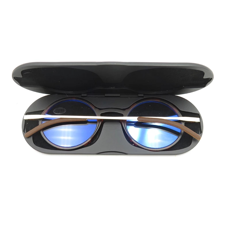 Dünne Lesebrille Protable Tasche Presbyopie Brillen Anti-Blue Ray Brillen Brillen Mit Fall Runde Brille Rahmen +2