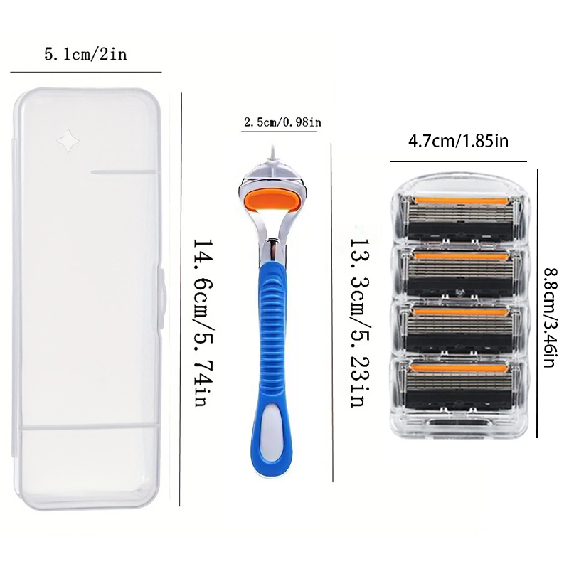 Cuchilla de afeitar de 5 capas, cuchilla de afeitar manual para HOMBRE, cuchilla de afeitar de seguridad, cuchilla de afeitar reutilizable clásica para protección de la piel