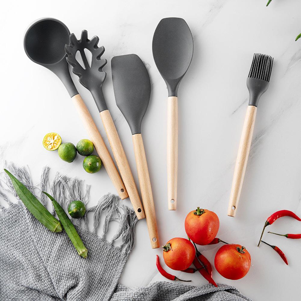 Silicone 12pcs Kitchenware Cooking Utensils Good Toughness High Temperature Resistance Non-stick Kitchen with Storage Box