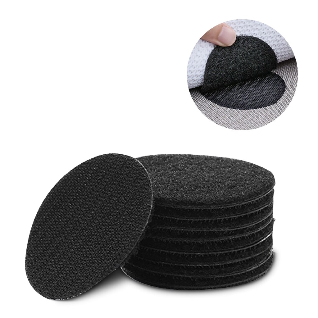 10 Stuks Dubbelzijdig Vaste Magic Sticky Ronde Zelfklevende Haak Lus Pads Non-Slip Houder Voor Sofa laken Tapijt Tafelkleed: Black / 10 PCS