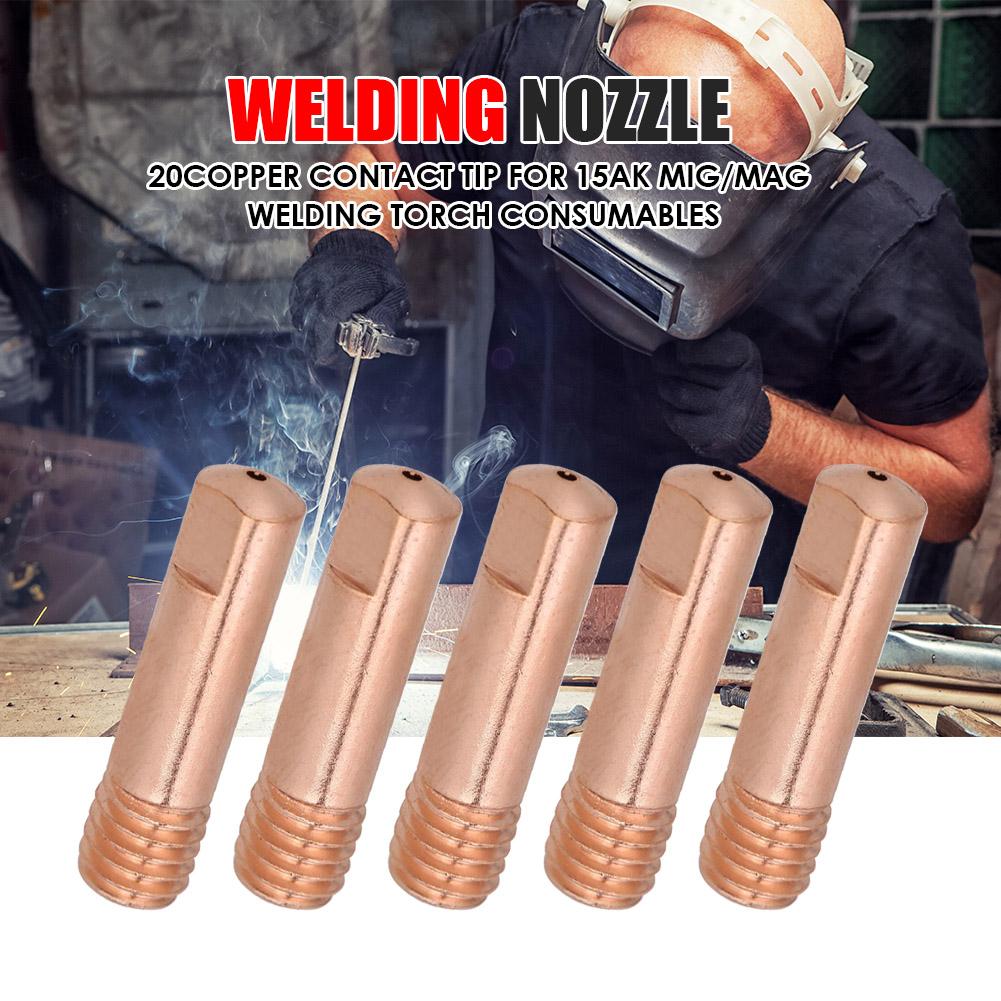 Buse de soudage MIG semi-automatique 0.8/1/1mm, 20 pièces/ensemble, pointes de Contact, diffuseur de gaz, support de connecteur, Contact de torche