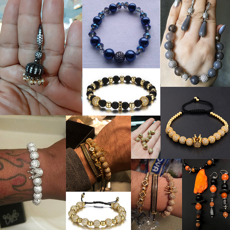 DIY Runde Perlen Zubehör für Schmuck, Der Ball Perlen DIY Handgemachte Natürliche Stein Frauen Männer Armbinde