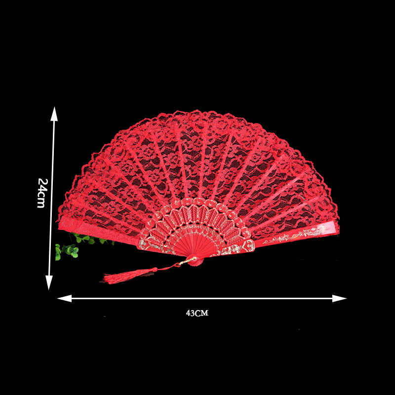 Bloem Patroon Kant Hand Fan Party Bruiloft Prom Hand Fans Folding Dance Fan Vrouwen Meisje Fotografie Prestaties Prop Home Decor