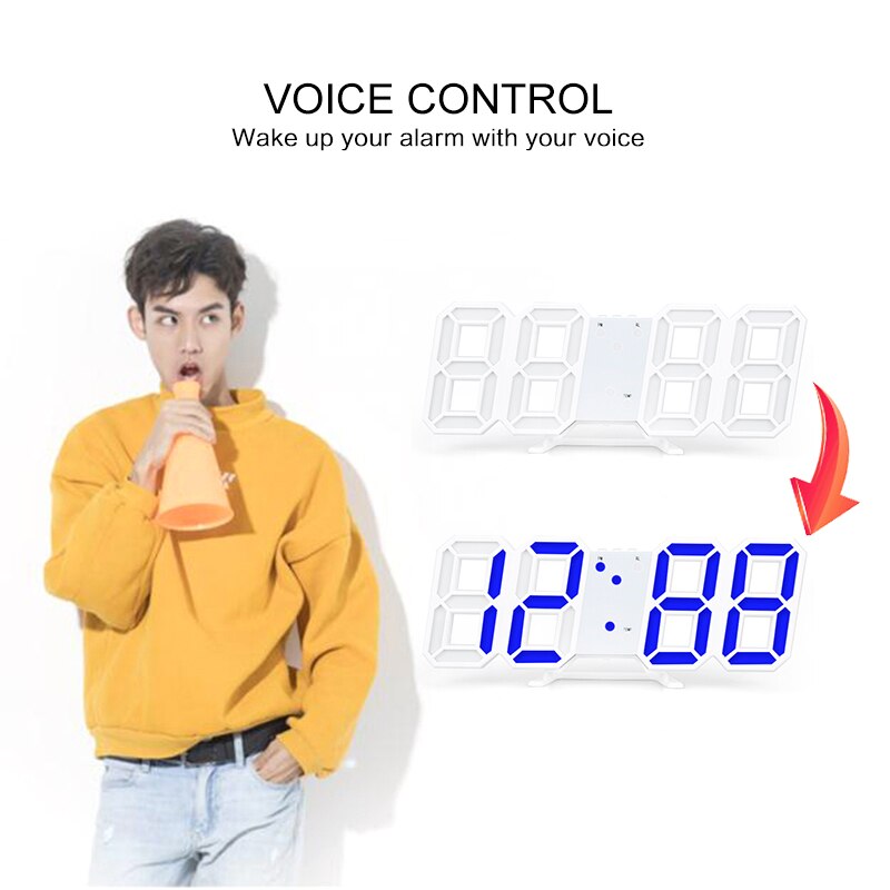 LED Mirror Alarm Clock Digital Snooze Table Clock Wake Up Light Electronic Large Time Temperature Display Home Decoration