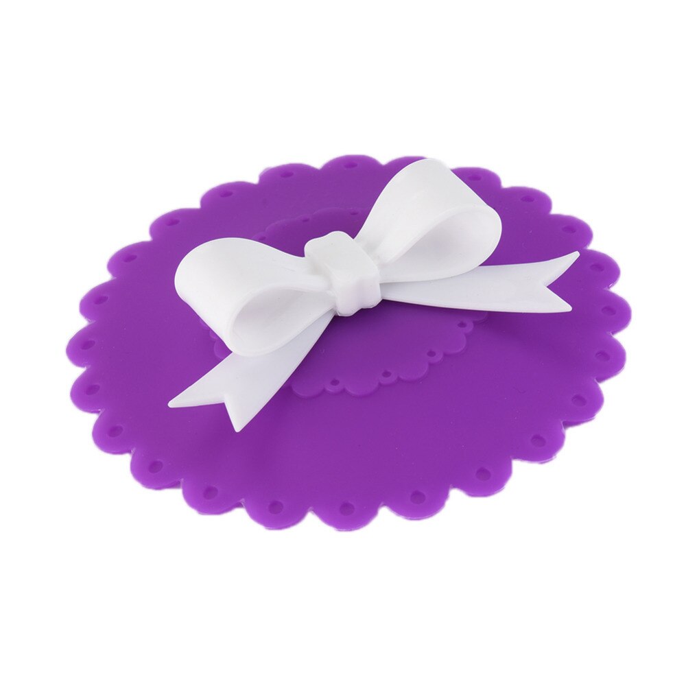 Fashionable Cup Lids Food-grade Silicone Cup Cover Heat-resistant Safe Healthy Silicone Lid with Bowknot 8 Colors