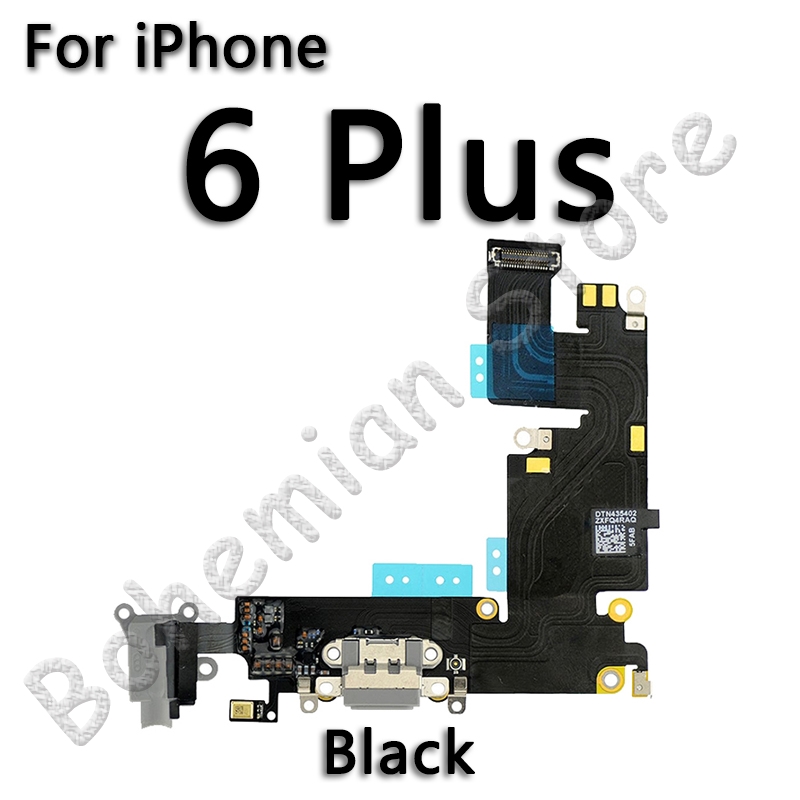 Usb port dock oplader flex til iphone 6 6s plus 7 5 5s se dock ladestik med mikrofon mobiltelefon flex kabel: 6 plus sort