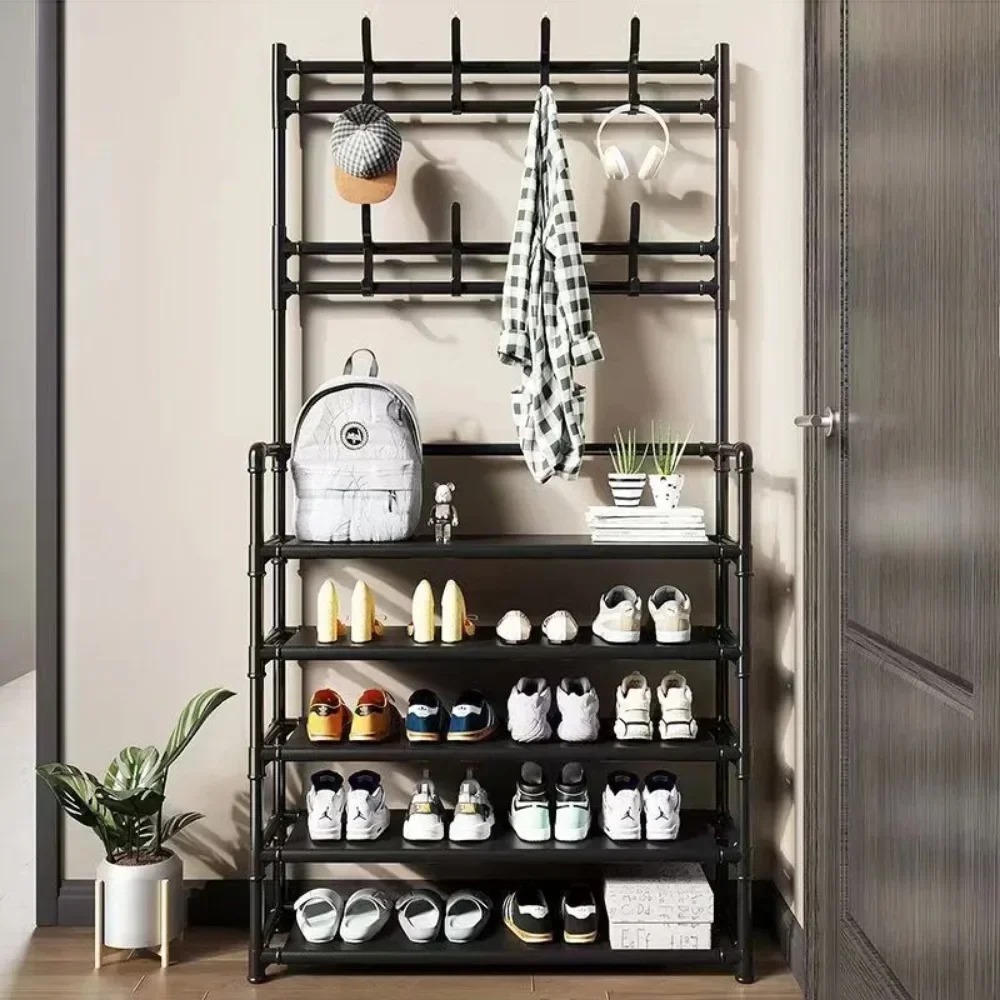 Colgador de ropa, Zapatero multicapa, puerta DIY, estante para sombreros y zapatos, organizador Simple de pie para sala de estar, estantes de almacenamiento