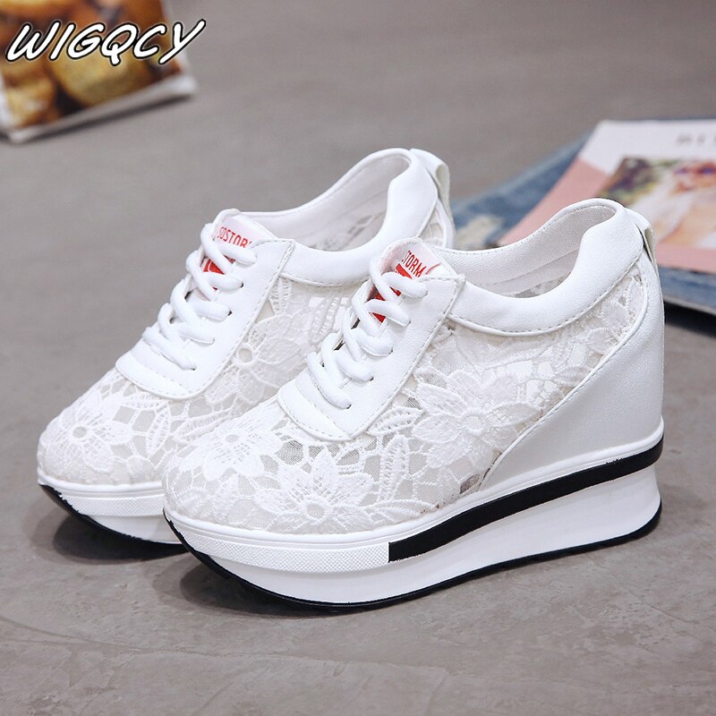Rea sommar spets andas sneakers dam skor bekväma casual kvinna plattform wedge skor