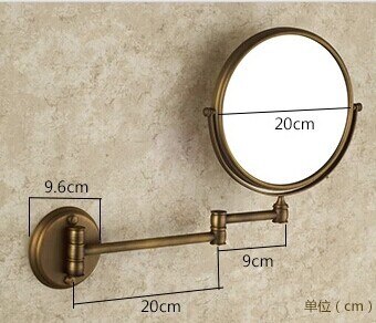 Antik bronze messing væg makeup spejl 8 tommer badeværelsesspejl antik dekorativ makeup spejl