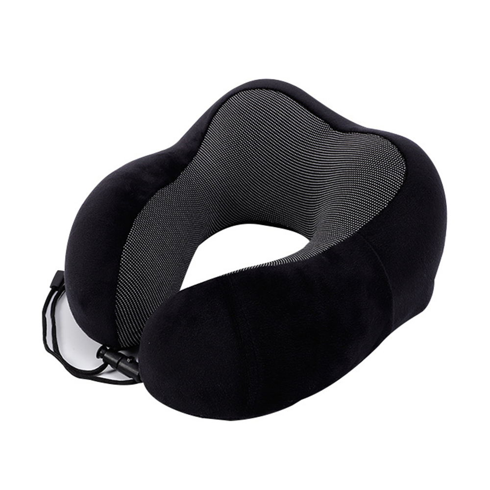 Voyage U forme oreiller cou mémoire mousse oreiller coussin bureau sieste oreillers pour sommeil pour avion voiture vol tête menton Support: Black