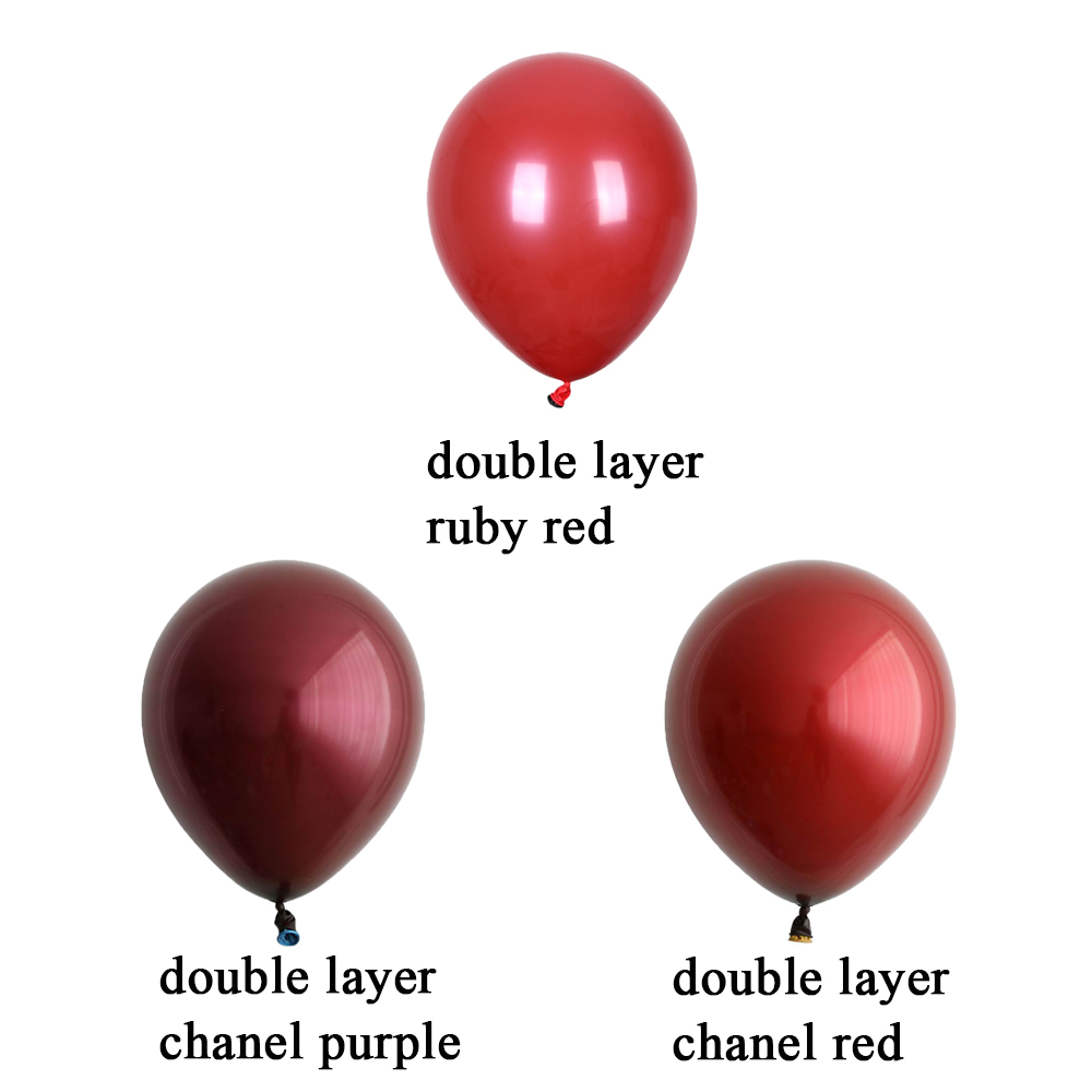 20Pcs 10Inch Dubbele Laag Bordeaux Rood Paars Ballonnen Ruby Rood Hart Helium Globos Bruiloft Decoratie Valentijnsdag dag