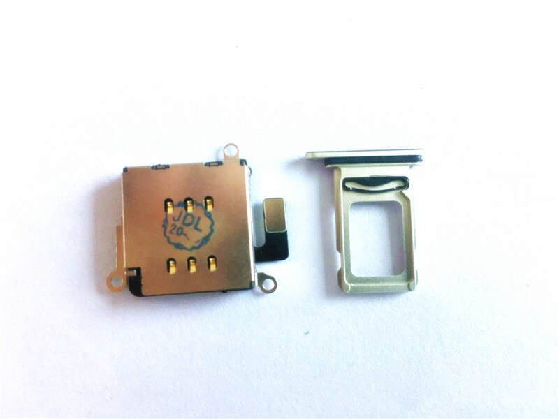 Para iPhone 11 Dual SIM Card Reader flex cable + tarjeta SIM bandeja soporte ranura adaptador reemplazo: Silver