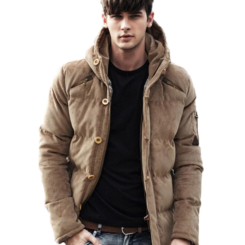 Winterjas Mannen Comfortabele Corduroy Engeland Stijl Jas Hooded Effen Kleur Gewatteerde Jassen Man Streetwear Parka Kleding