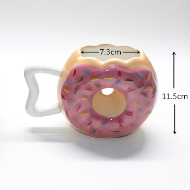 Ceramic Cup Bread Donut Shape Mug Biscuit Milk Coffee Tea Mug with Handle Handmade Glass Office Home Desktop Decor Cup