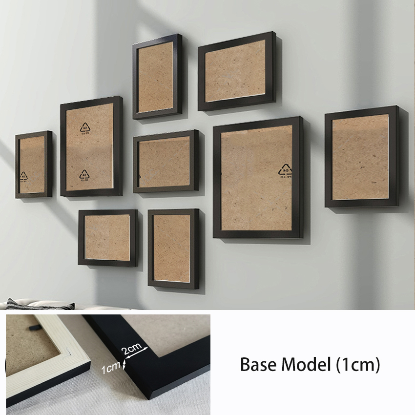 9 Stks/set Natuurlijke Hout Fotolijsten Muur Decor Fotolijst Voor Muur Opknoping Klassieke Houten Frame Voor Woonkamer Decoratie: 8 inch / Light Grey