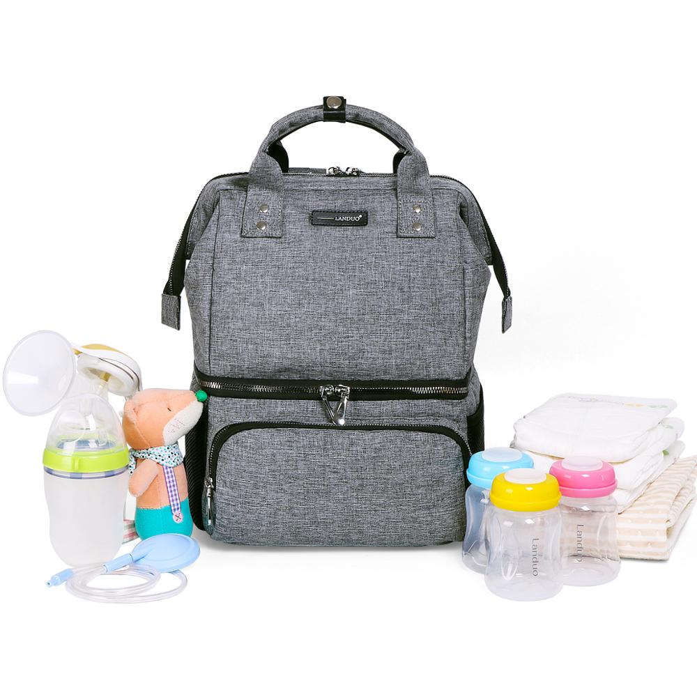 LAND Insulation Backpack Baby Diaper Bags Mommy Thermal bag Strollers Double Layers multi-function fresh keeping Cooler MPB24