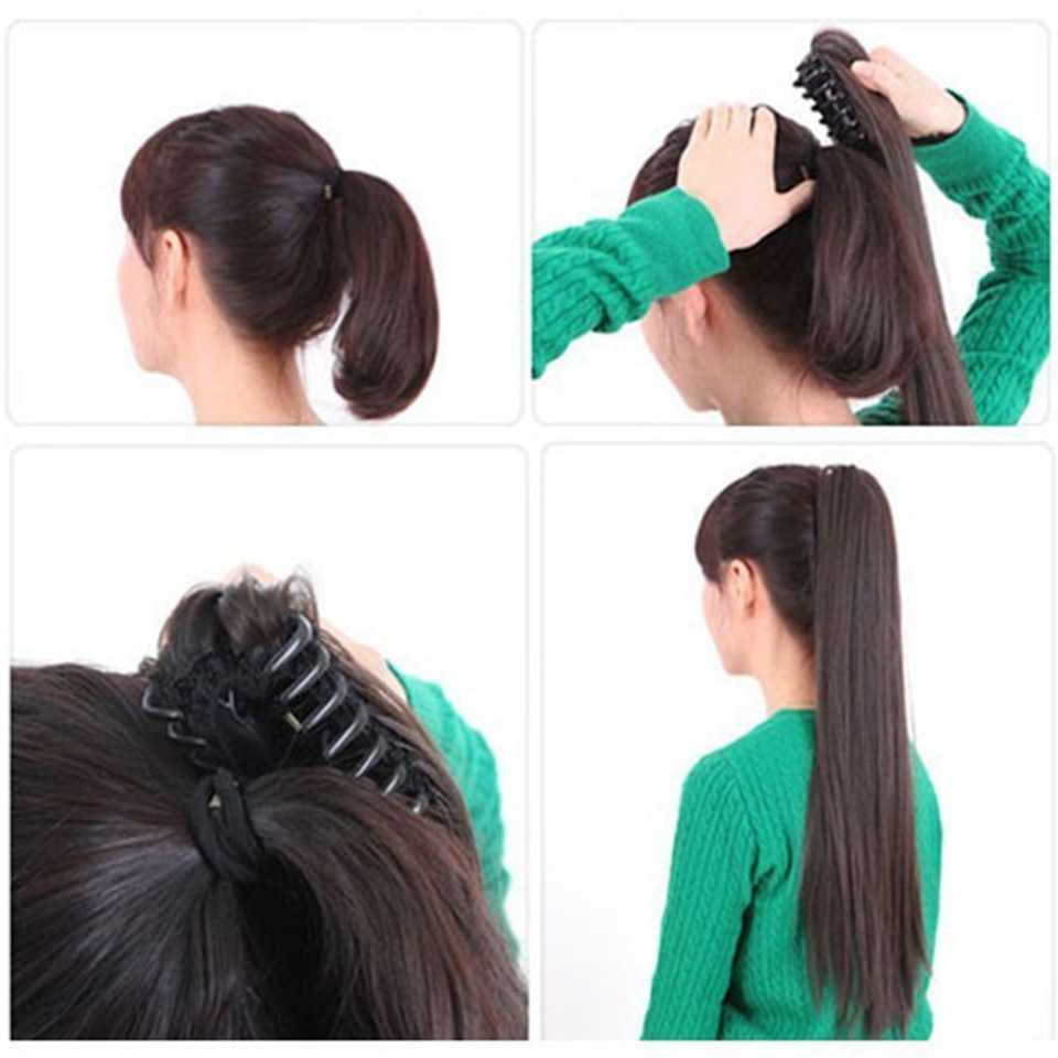 7 Colors Short Straight Brown Black Little Pony Tail Hair Bun Synthetic Hair Ponytail Claw Hair Ponytails Hair Extensions