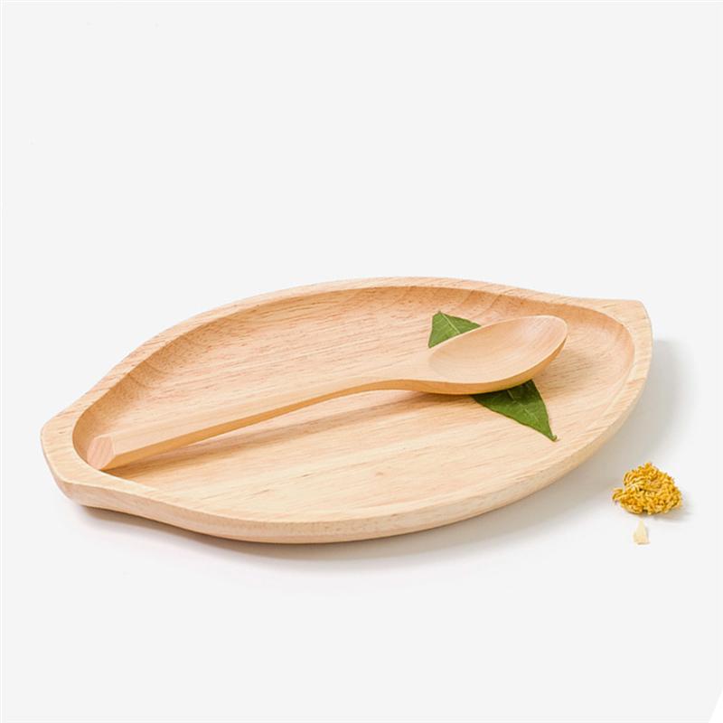 Rubber Wood Sauce Dipping Plates Dishes Japanese Style Leaf Shape Dessert Dishes for Condiment Food