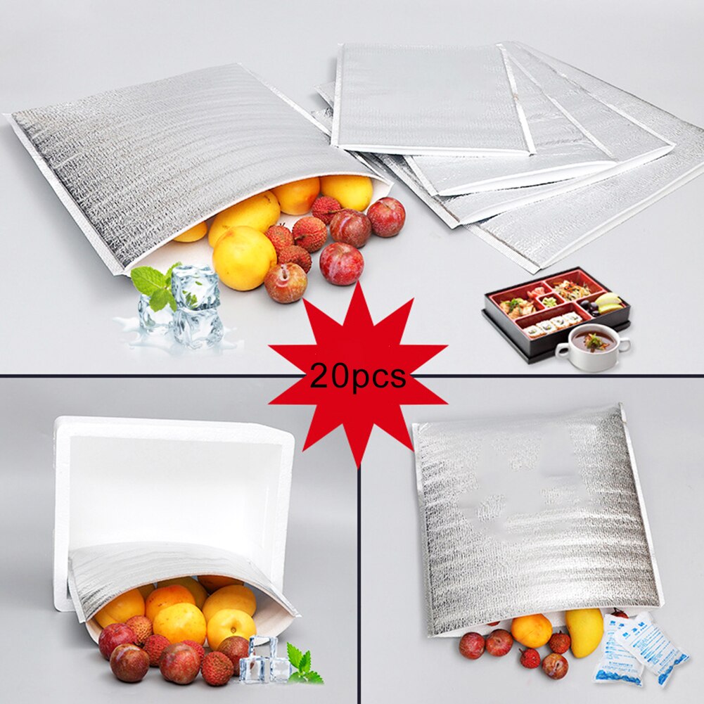 20Pcs Lunch Bag Thermal Insulation Aluminum Foil Disposable Food Pouch