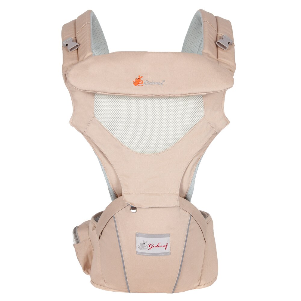 Ademende ergonomische draagzak, heupdrager, draagbare kangoeroe, babyrugzak voor het dragen van kinderen, draagdoek voor baby's: Khaki