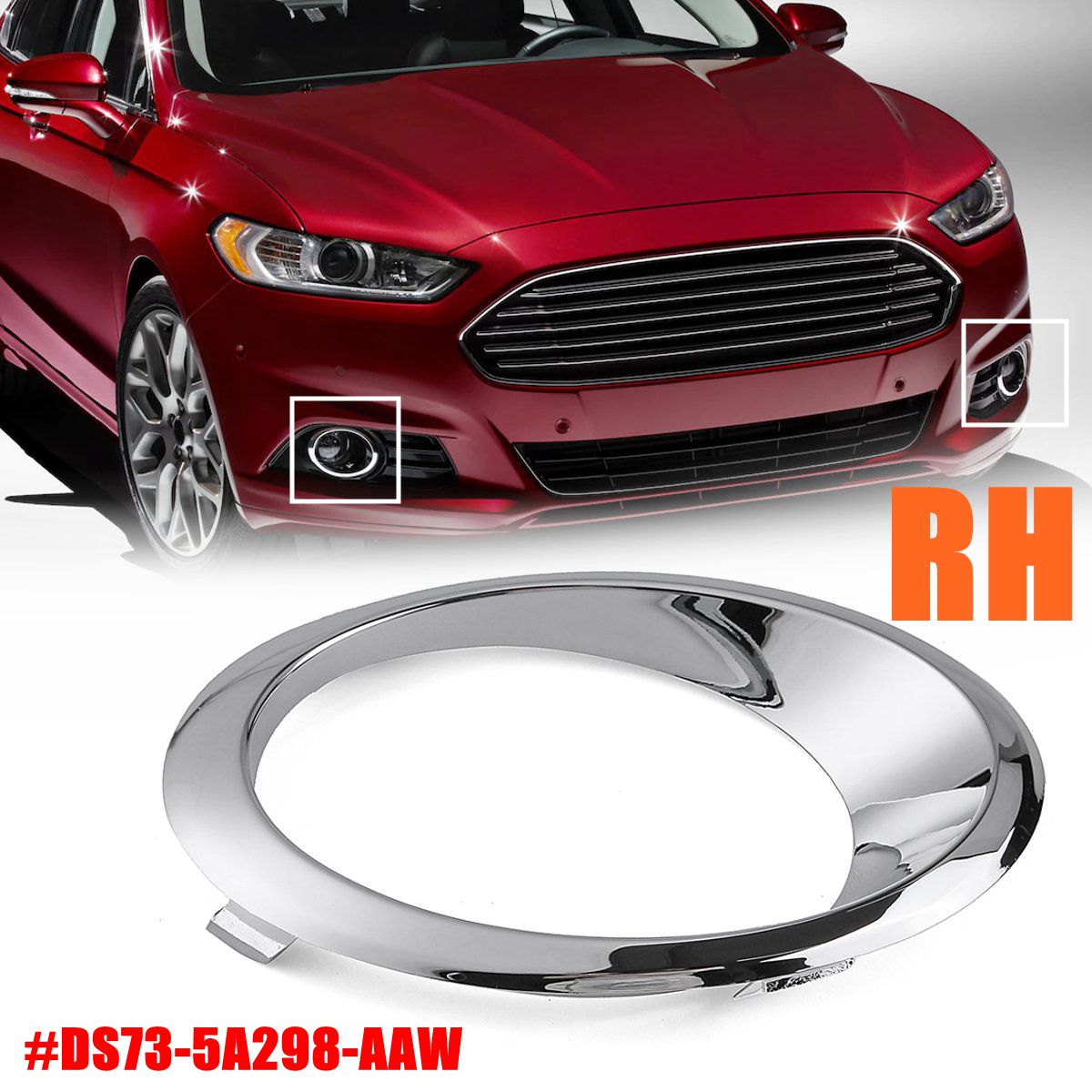 LH/RH Chrome Fog Light Cover Bezel Trim Ring for Ford Fusion Mondeo