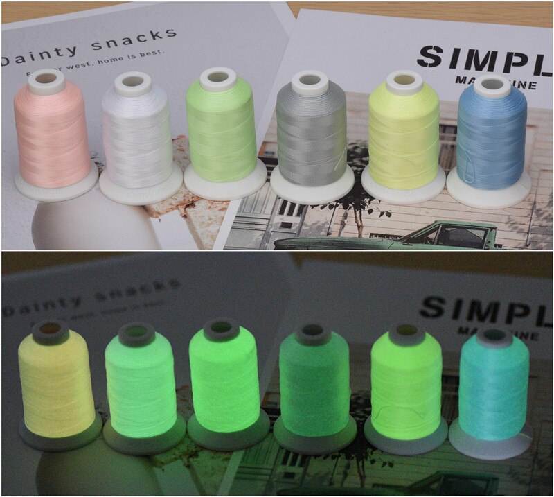 Simthread Glow in Dark Borduurmachine Draad 6 Spoelen