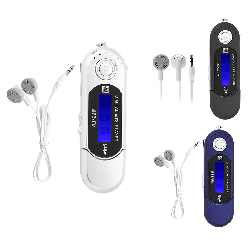 MP3 USB Player With Earphone 8GB, Portable With LCD Screen For Walking Running (Black)
