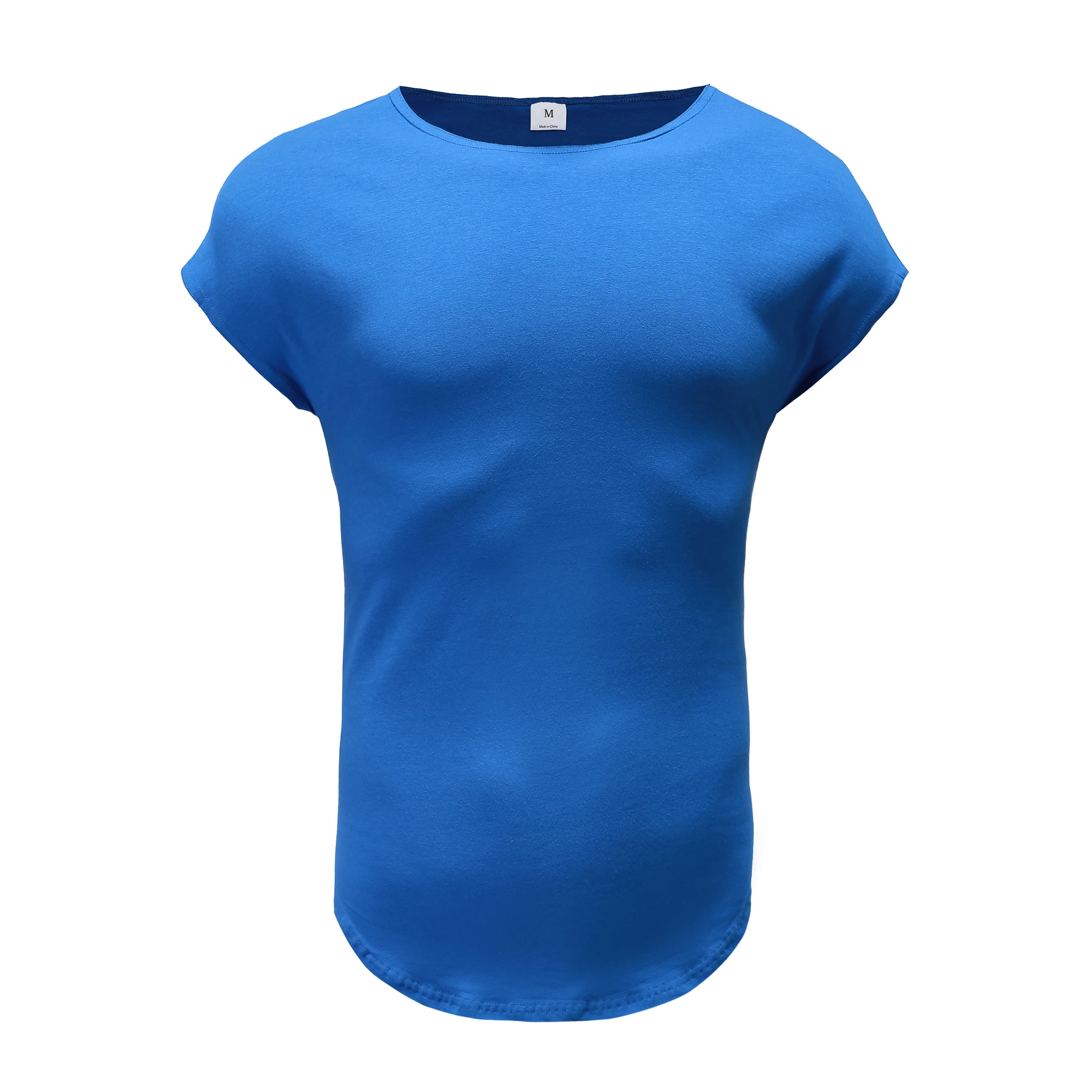 Enfärgade fitnesskläder herr casual hiphop bomullsvästar slim fit ärmlösa andningsbara skjortor gym bodybuilding muskeltröjor: Xxl / Blå