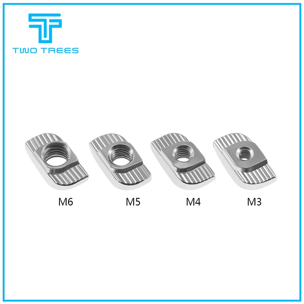 50 teile/los ZWEI BÄUME 3D Drucker Teile M3/M4/M5 Kohlenstoff Stahl T typ Muttern Verschluss Aluminium Anschluss für Industrielle Profil