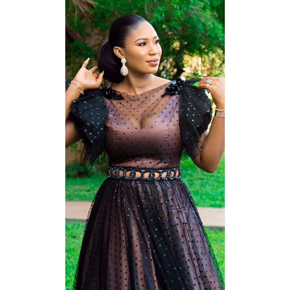 African Dresses Women Party Female Clothing Turkish Evening Dress Dot Print Net Yarn Summer Bazin Riche: Default Title