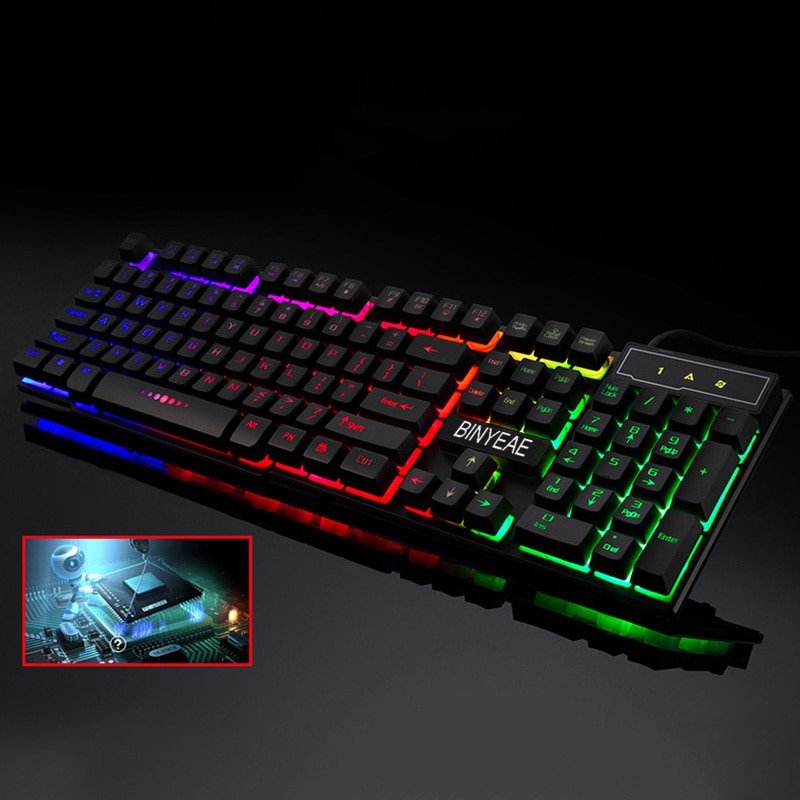 English Backlight Gaming Keyboard Wired Teclado Gamer Floating LED Backlit USB Similar Mechanical Feel