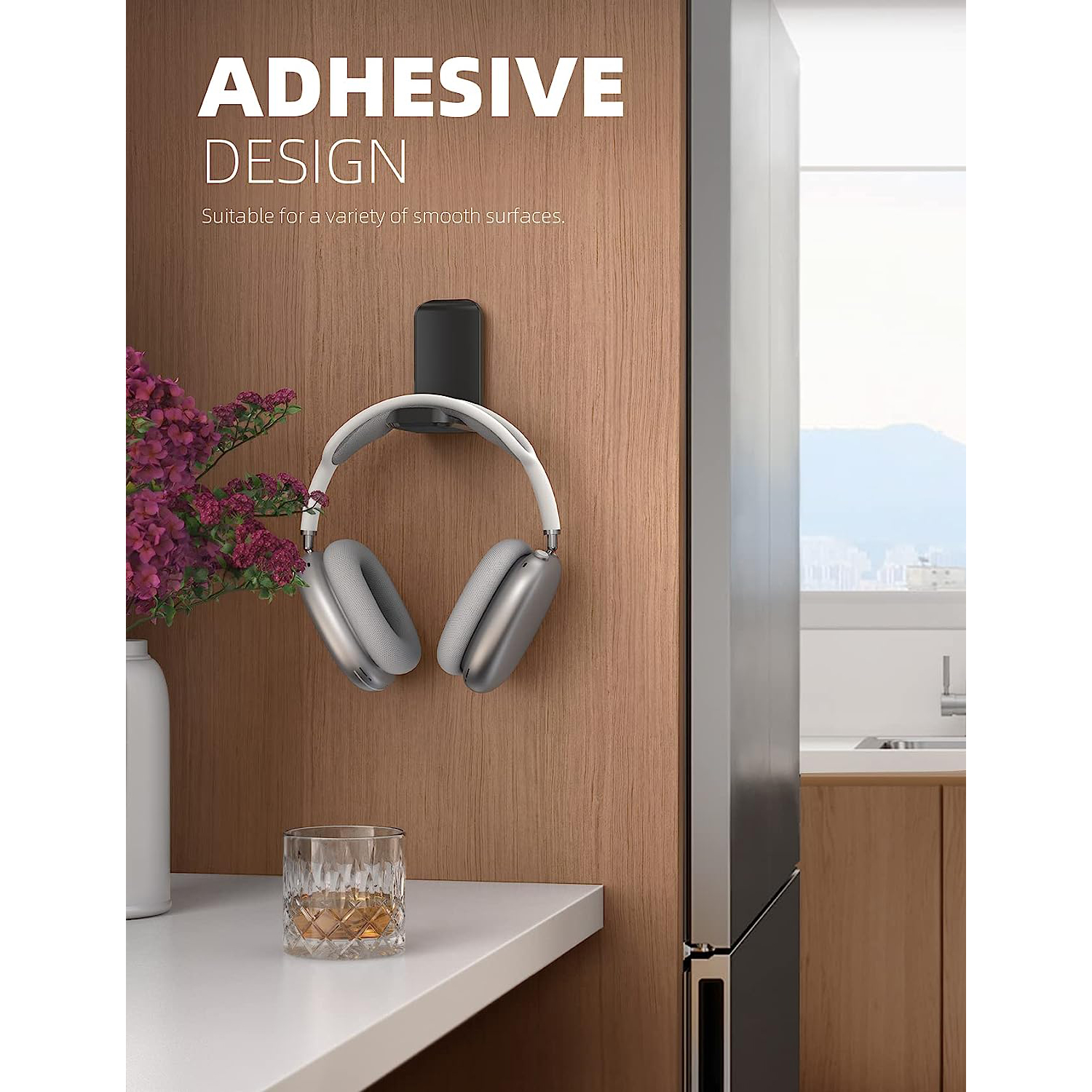 Soporte colgante pequeño para auriculares, gancho plegable, accesorios para juegos de ordenador, adecuado para dormitorio escolar, hogar y oficina, color negro