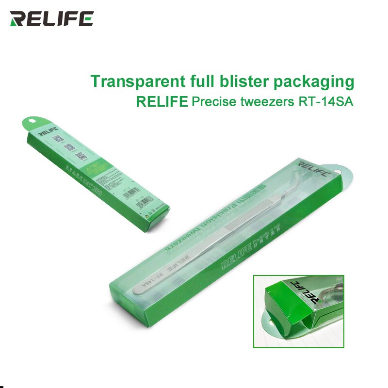 Sunshine Relife RT-14SA Gebogen Pincet Rechte Tip Anti-Statische Precisie Roestvrij Staal Tang Telefoon Pc Reparatie Handgereedschap