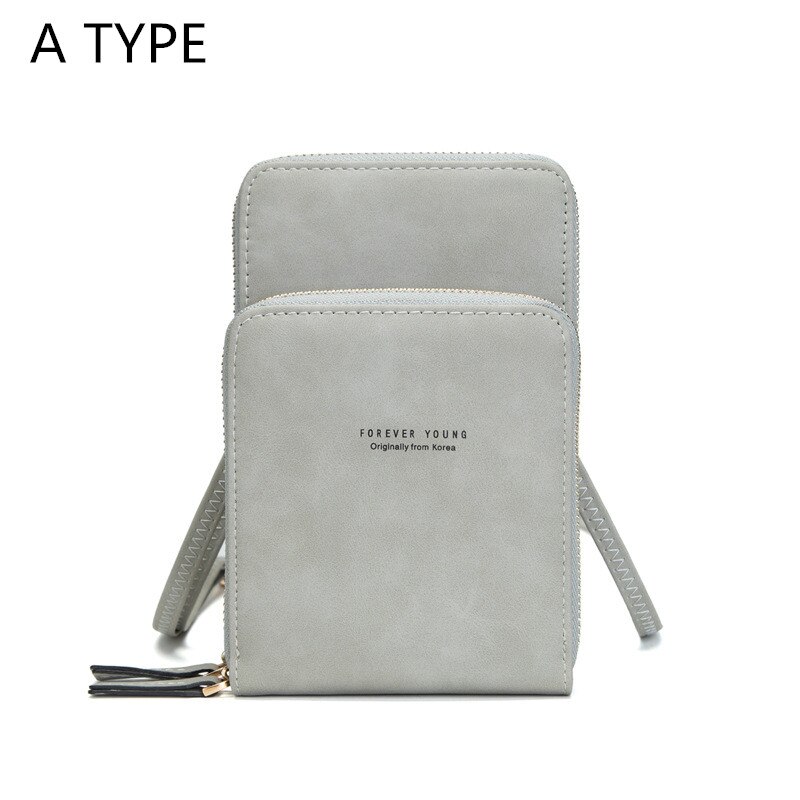 Crossbody Cell Phone Shoulder Bag Cellphone Bag Daily Use Card Holder Mini Summer Shoulder Bag for Women Wallet: A-Gray