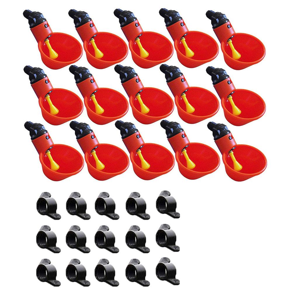 5/10/15/12/24Pcs Feed Automatic Bird Coop Poultry Chicken Fowl Drinker Water Drinking Cups Livestock Feeding Watering Supplies: 15pcs