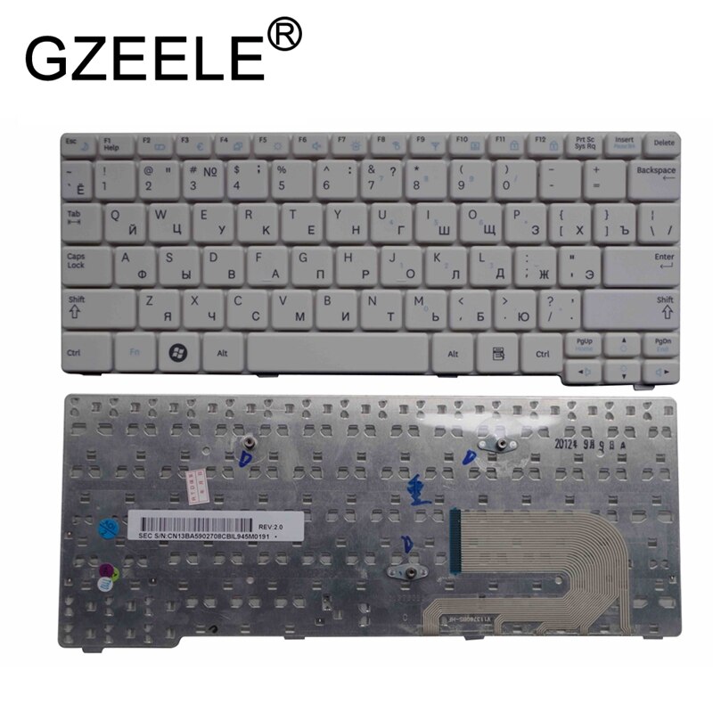 Gzeele venäläinen näppäimistö samsung  n150 plus  n143 n145 n148 n158 nb30 nb20 n102 n102s np -n145 kannettavalle tietokoneelle musta/valkoinen ru-asettelu: Valkoinen