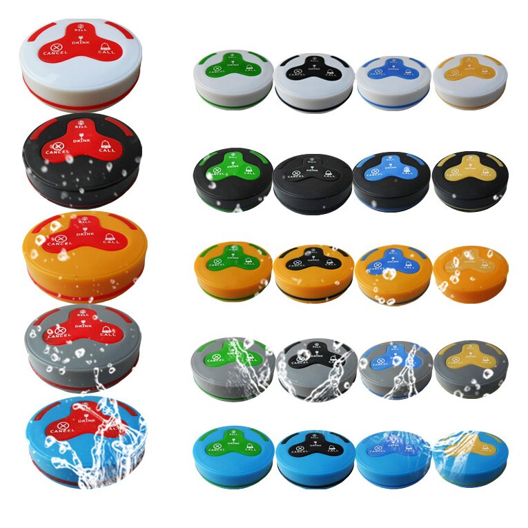433.92mhz Waterproof Wireless Beeper Calling System Waiter Buzzer Server Service 10pcs Table Call Button for Restaurant K-H4