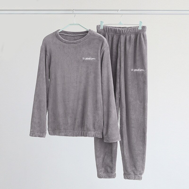DA Homewear-Pijama de maternidad, Conjunto de pijama de enfermería, Conjunto de pijama polar de invierno para mujer, ropa de dormir femenina de terciopelo, ropa de casa: Style1 Grey set / S