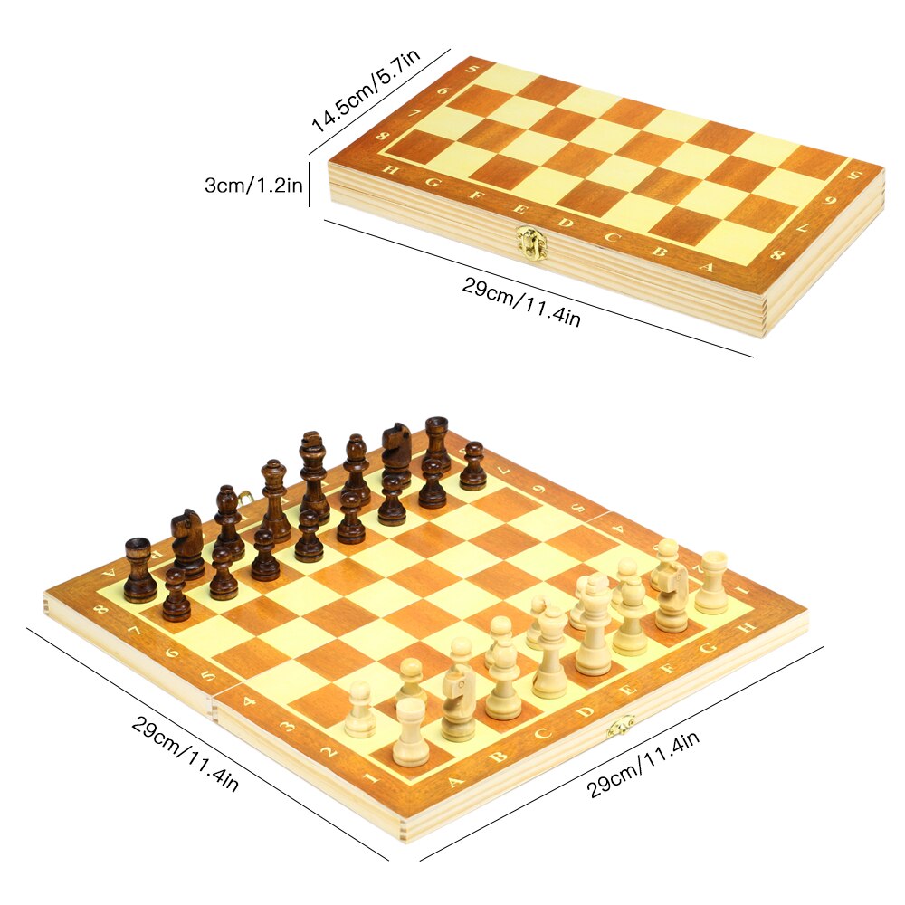 Houten Schaakspel Met Vouwen Schaakbord Backgammon Checkers Reizen Games Tocht Entertainment Educatief Speelgoed