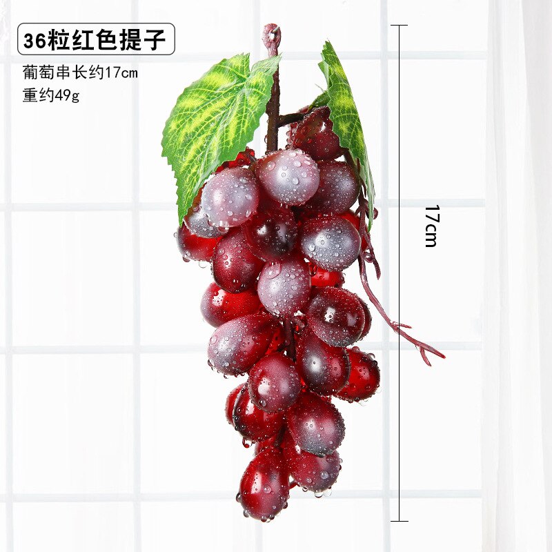 Real Touch Kunstmatige Fruit Druiven Plastic Nep Bladeren Kerst Huis Tuin Bruiloft Decoratie Voedsel Fotografie Props: 36 Heads Red