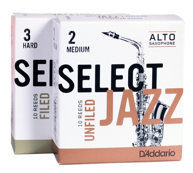 Rico by D'addario Select Jazz Alto Sax Cañas en 2-3 Soft, Medium, Hard, paquete de 1/pieza o 10/piezas disponible