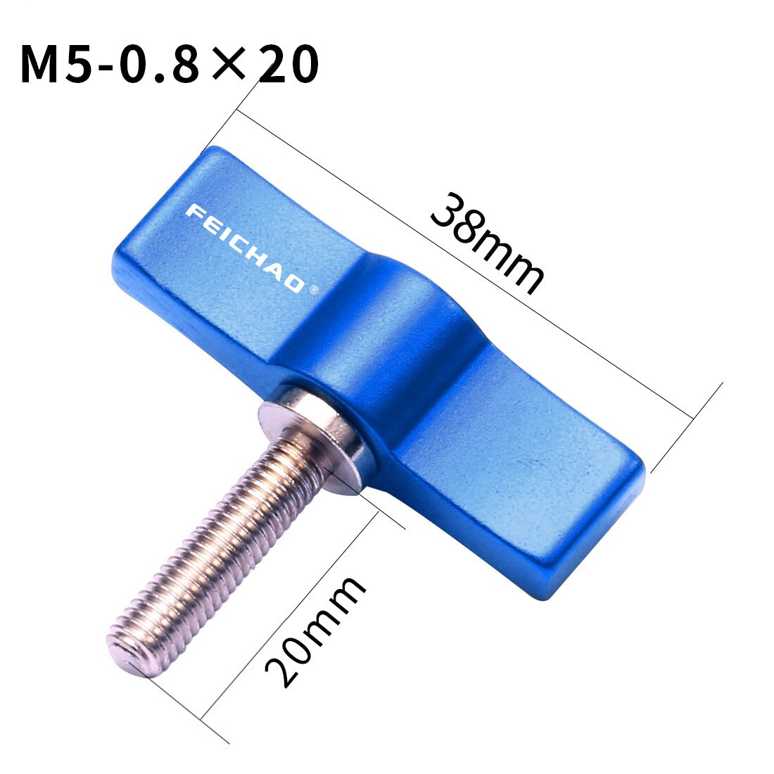 Tornillo de acero inoxidable 1/4 para cámara SLR mango ajustable, M4, M5, 304, adaptador de bloqueo de abrazadera deslizante, llave en forma de T para Gopro: M5x20 Blue