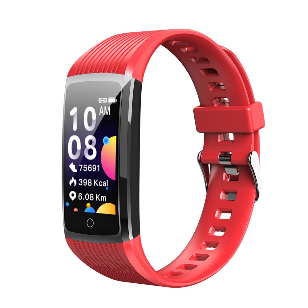 Reloj inteligente deportivo R12 de TPU, dispositivo resistente al agua, con control del ritmo cardíaco, contador de pasos, bluetooth y USB: Rojo