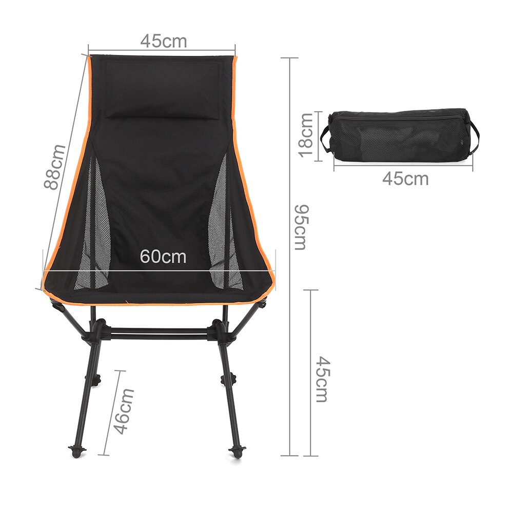 OVERMONT Opvouwbare campingstoel, 2,6 kg, draagbaar, met zijvak en bekerhouder, 135 kg, voor buiten, tuin, picknick, vissen, strand, 2 stuks