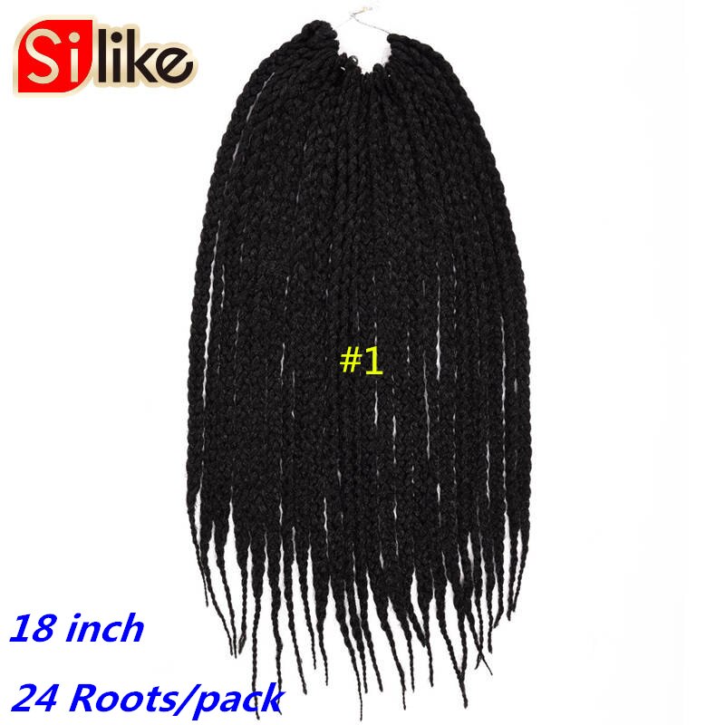 Ombre Grey 18 Inch Synthtic Micro Crochet Box Braids Hair Extension 24 Roots hair Braiding for Black Women: #1