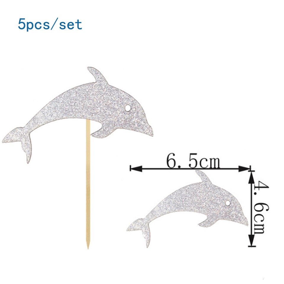 1 set engångsservis för haj tecknade havsdjur papperstallrikar koppar för födelsedag/babydusch dekoration tillbehör för barnfest: Delfin -5 st