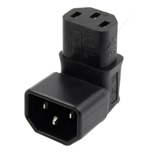 IEC Male C14 to Up Right Angled 90 Degree IEC Female C13 Power Extension Adapter & Right Angled IEC Adapter, Up Angled IEC 320 C