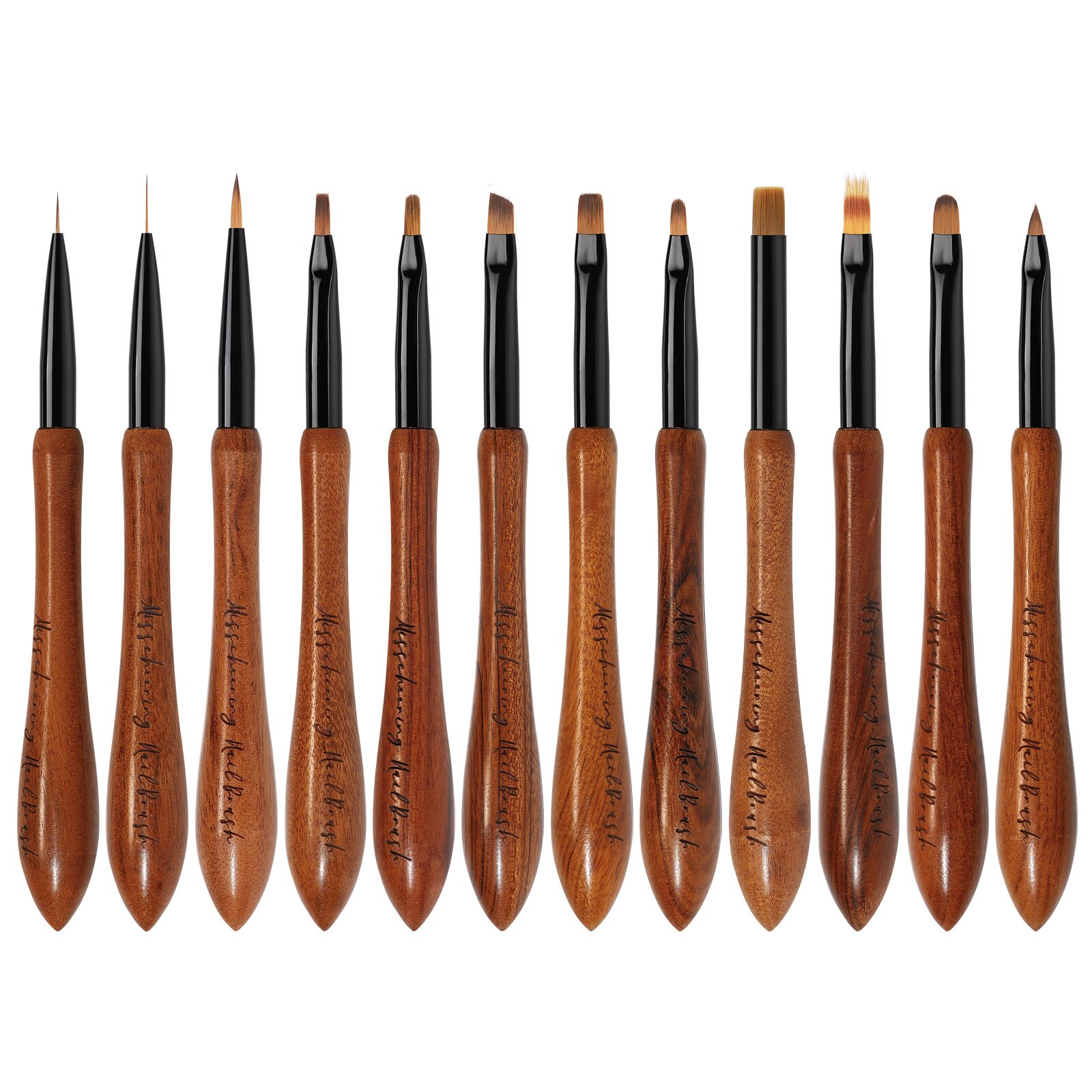1Pcs Japan Kalebas Walnoot Hout Nail Art Brush Dot Tekening Schilderen Carving Geleidelijke Verven Franse Uv Builder Gel Polish liner Pen