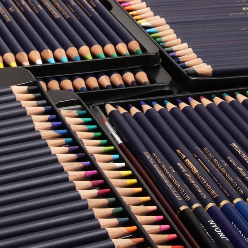 Lápices de acuarela profesionales solubles en agua para pintar, pinturas para artistas y estudiantes, artículos de arte, 12/24/36/48/72 colores suaves